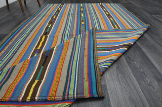 Striped Kilim Vintage Area Rug - Thumbnail