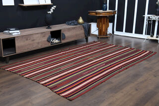 Flatweave Striped Vintage Rug - Thumbnail