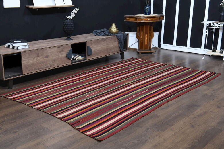 Flatweave Striped Vintage Rug