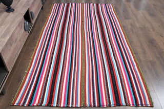 Striped Kilim Vintage Rug - Thumbnail