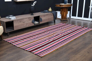 Striped Kilim Vintage Rug - Thumbnail