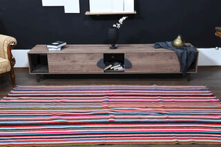 Striped Kilim Vintage Rug - Thumbnail