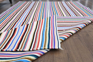 Stiped Flatweave Vintage Rug - Thumbnail