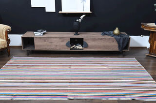 Stiped Flatweave Vintage Rug - Thumbnail