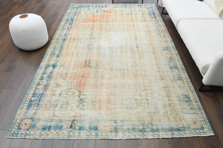 Handmade Antique Distressed Anatolian Area Rug