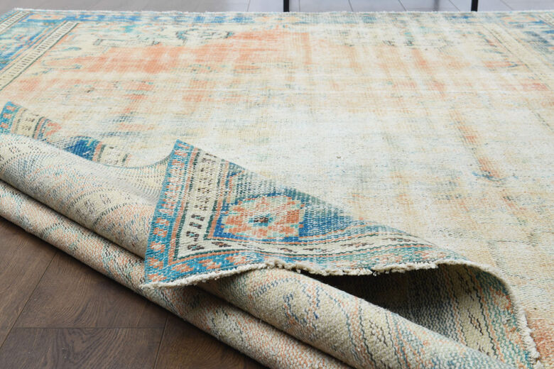 Handmade Antique Distressed Anatolian Area Rug
