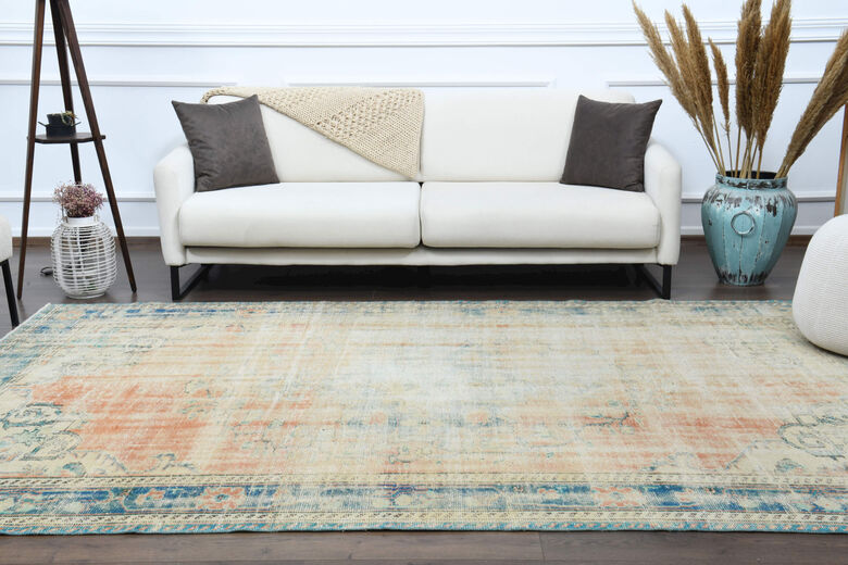 Handmade Antique Distressed Anatolian Area Rug