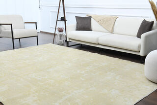 Solid Cream Colored Vintage Rug - Thumbnail