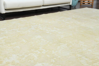 Solid Cream Colored Anatolian Vintage Rug - Thumbnail