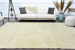 Solid Cream Colored Anatolian Vintage Rug - Thumbnail