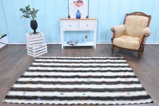 Handmade Flatweave Vintage Rug - Thumbnail