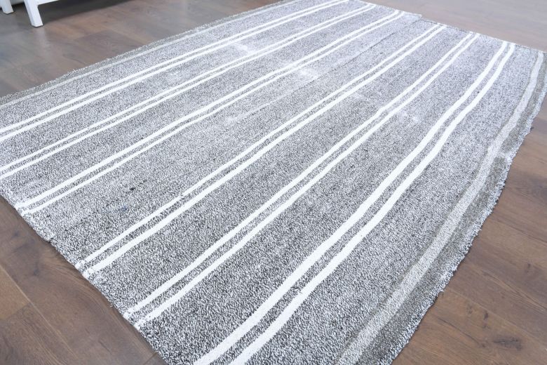 Handmade Vintage Striped Kilim Rug