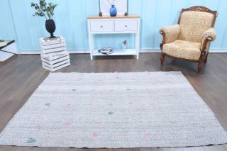 Handmade Vintage Flatweave Rug - Thumbnail