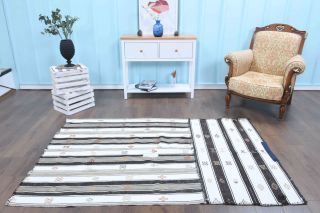 Handmade Vintage Flatweave Rug - Thumbnail