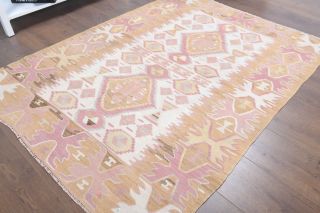 Pastel Colored Handmade Vintage Rug - Thumbnail