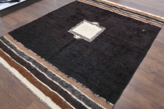 Handmade Vintage Black Flatweave Rug - Thumbnail