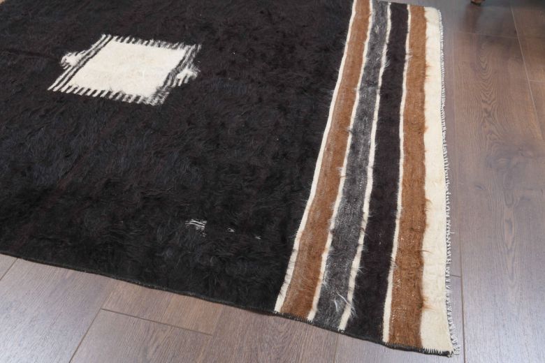 Handmade Vintage Black Flatweave Rug