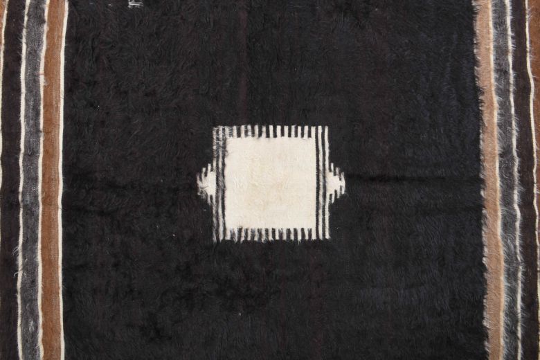Handmade Vintage Black Flatweave Rug