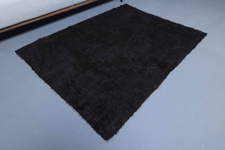 Handmade Vintage Black Kilim Rug
