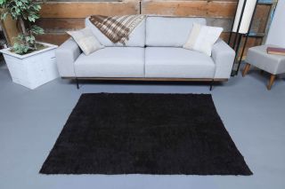 Handmade Vintage Black Kilim Rug - Thumbnail