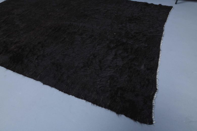 Handmade Vintage Black Kilim Rug