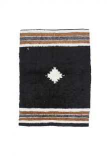 Handmade Vintage Black Rug - Thumbnail