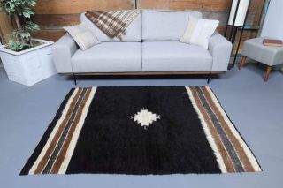 Handmade Vintage Black Rug - Thumbnail