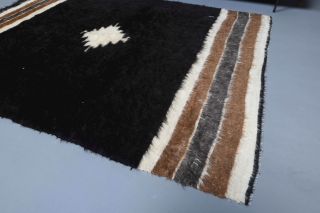 Handmade Vintage Black Rug - Thumbnail