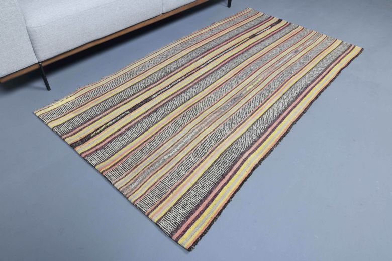 Handmade Vintage Flatweave Rug