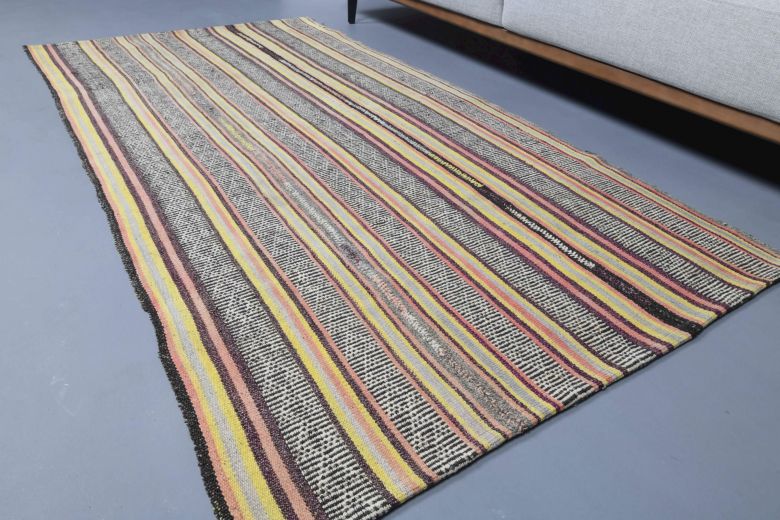 Handmade Vintage Flatweave Rug