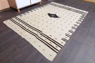 Handmade Vintage Accent Kilim Rug - Thumbnail