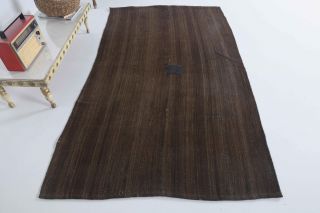 Handmade Vintage Brown Rug - Thumbnail