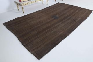 Handmade Vintage Brown Rug - Thumbnail