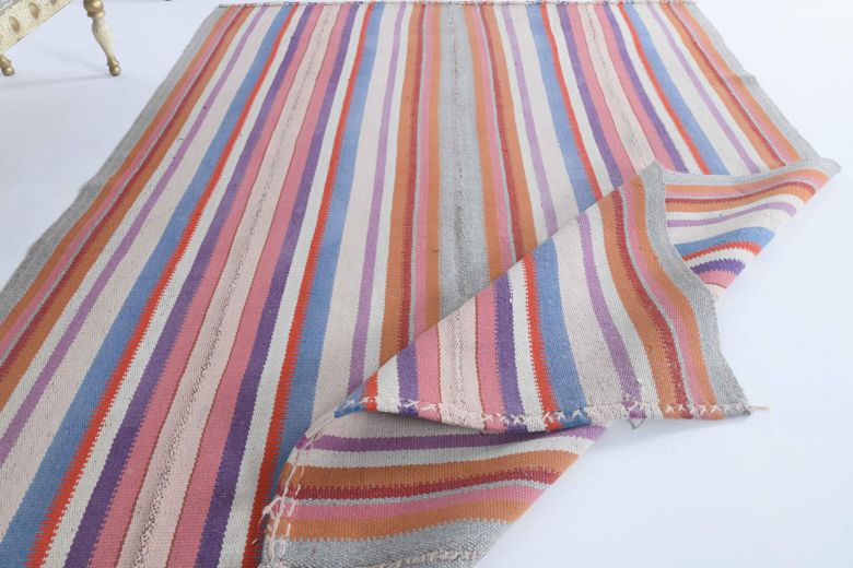 Colorful Flatweave Vintage Rug