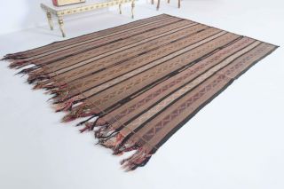 Striped Brown Handmade Vintage Rug - Thumbnail