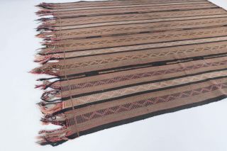 Striped Brown Handmade Vintage Rug - Thumbnail