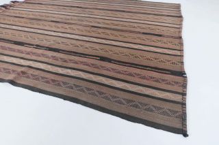 Striped Brown Handmade Vintage Rug - Thumbnail