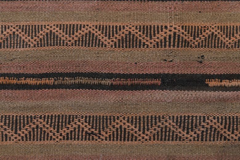 Striped Brown Handmade Vintage Rug