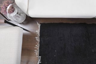 Black Handmade Vintage Rug - Thumbnail