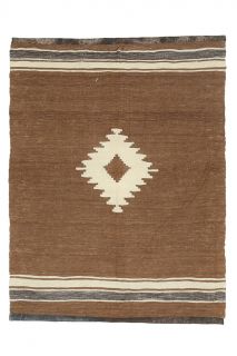 Handmade Vintage Brown Rug - Thumbnail