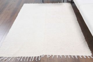 White Handmade Vintage Rug - Thumbnail