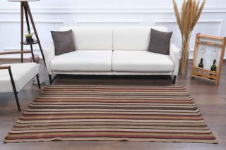 Striped Kilim Handmade Vintage Rug - Thumbnail