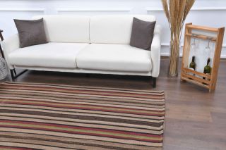 Striped Kilim Handmade Vintage Rug - Thumbnail