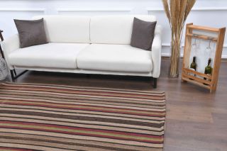 Striped Kilim Handmade Vintage Rug - Thumbnail