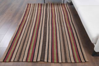 Striped Kilim Handmade Vintage Rug - Thumbnail