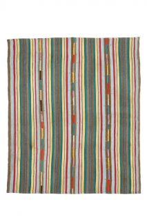 Multi-Colored Kilim Handmade Vintage Rug - Thumbnail