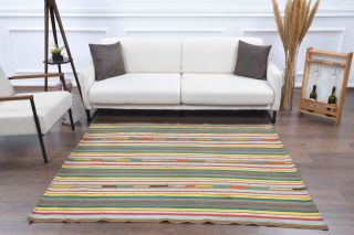 Multi-Colored Kilim Handmade Vintage Rug - Thumbnail