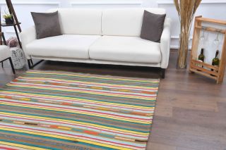 Multi-Colored Kilim Handmade Vintage Rug - Thumbnail