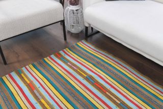 Multi-Colored Kilim Handmade Vintage Rug - Thumbnail