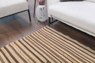 Striped Handmade Vintage Rug - Thumbnail